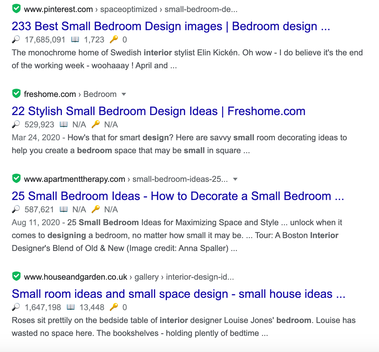top results in google for interior design for small bedroom query